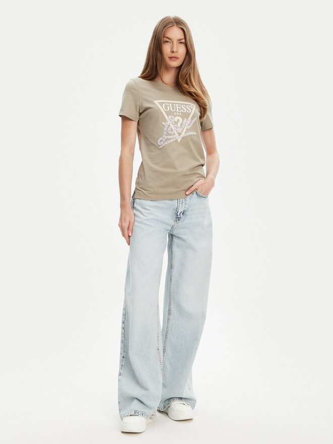 Guess Guess Marškinėliai W5YI40 I3Z14 Žalia Regular Fit