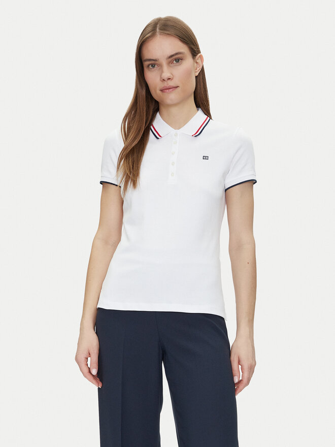 Tommy Hilfiger Tommy Hilfiger Poloshirt Feminine Sporty Slim Polo Ss WW0WW44517 Weiß Regular Fit