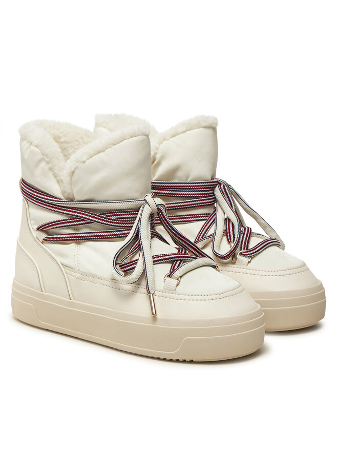 Tommy Hilfiger Sněhule Tommy Hilfiger Snowboot Monogram Faux Fur FW0FW08389 Béžová
