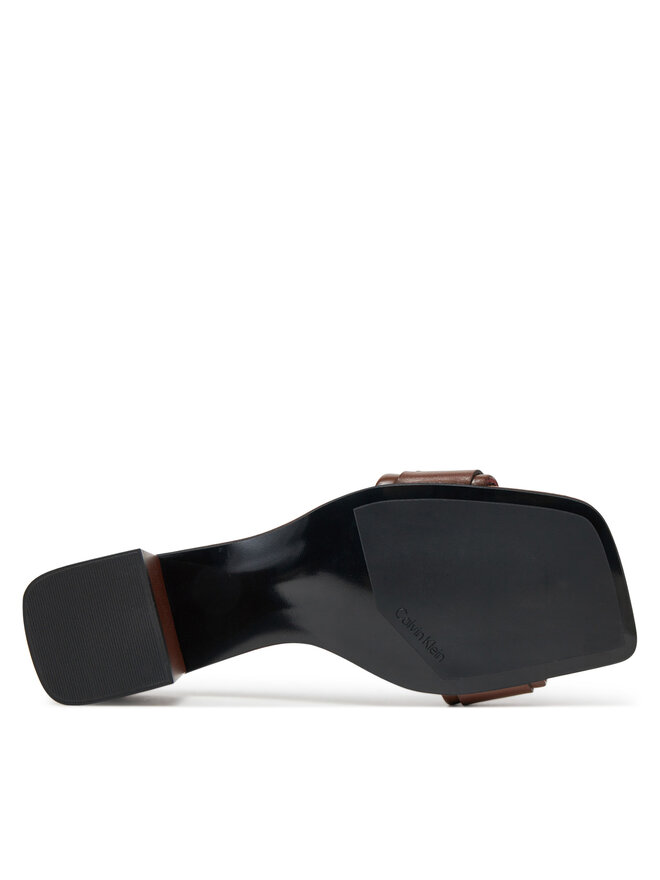 Calvin Klein Παντόφλες Calvin Klein Heel Mule 50 W/Buckle - Lth HW0HW02478 Καφέ