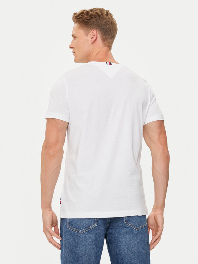 Tommy Hilfiger Tommy Hilfiger Marškinėliai Global Stripe MW0MW34388 Balta Regular Fit