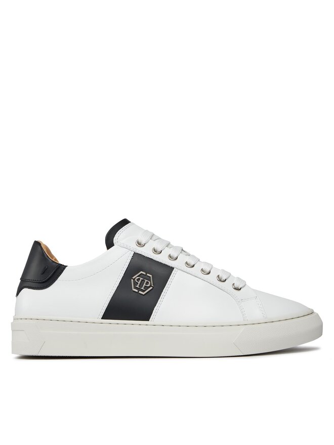 PHILIPP PLEIN Снікерcи PHILIPP PLEIN Leather Lo-Top Sneakers Hexagon AACS MSC3905 PLE075N Білий