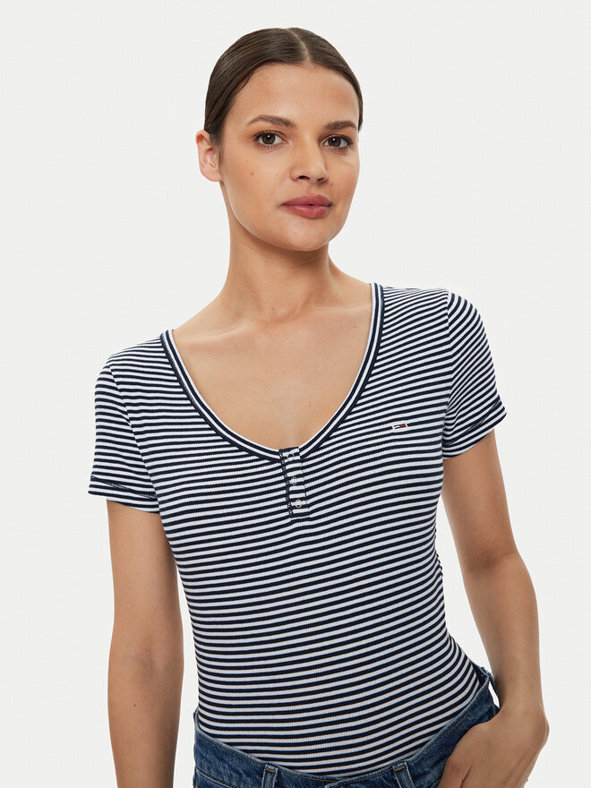 Tommy Jeans Tommy Jeans T-Shirt Henley DW0DW18429 Dunkelblau Slim Fit