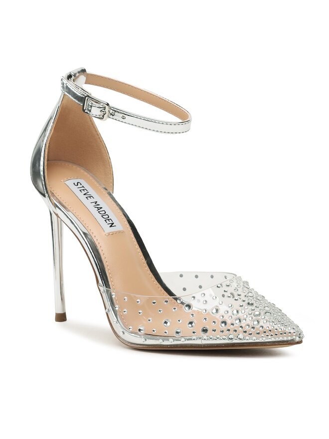 Steve Madden Szpilki Steve Madden Ravaged Sandal SM11002564 SM11002564-751 Srebrny