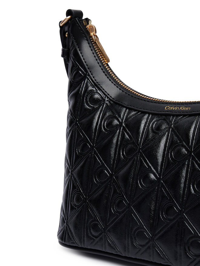 Calvin Klein Handtasche Calvin Klein Emblem Aop Debossed Shoulder Bag LV04F3874G Schwarz