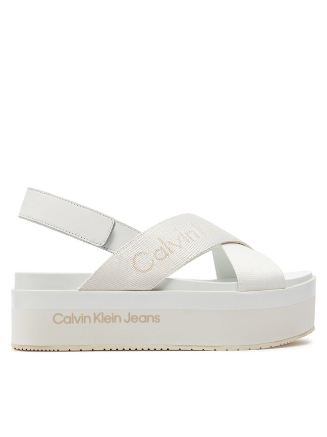 Sandalen Calvin Klein Jeans Flatform Sandal Sling In Mr YW0YW01362 WeiB eschuhe