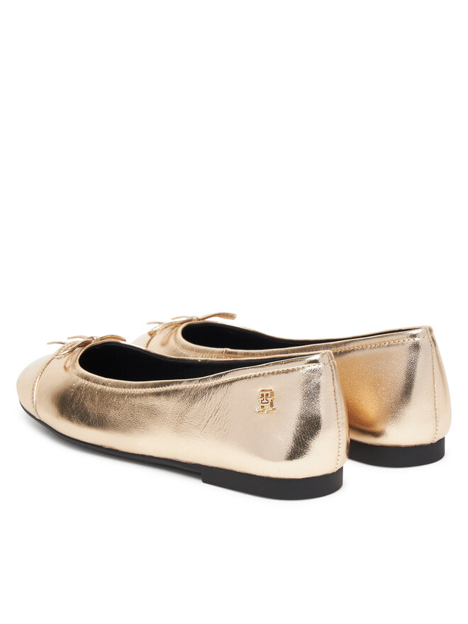 Tommy Hilfiger Baleriny Tommy Hilfiger Metallic Toe-Cap FW0FW08920 Złoty