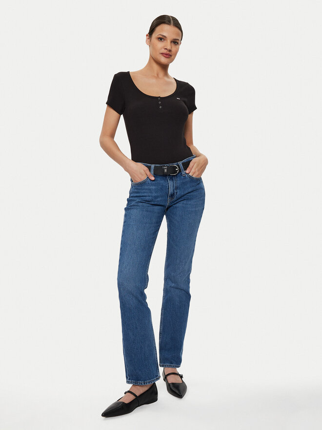 Tommy Jeans Tommy Jeans Póló Henley DW0DW18669 Fekete Slim Fit