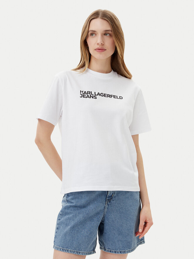 Karl Lagerfeld Jeans Karl Lagerfeld Jeans Marškinėliai A1W17005 Balta Relaxed Fit