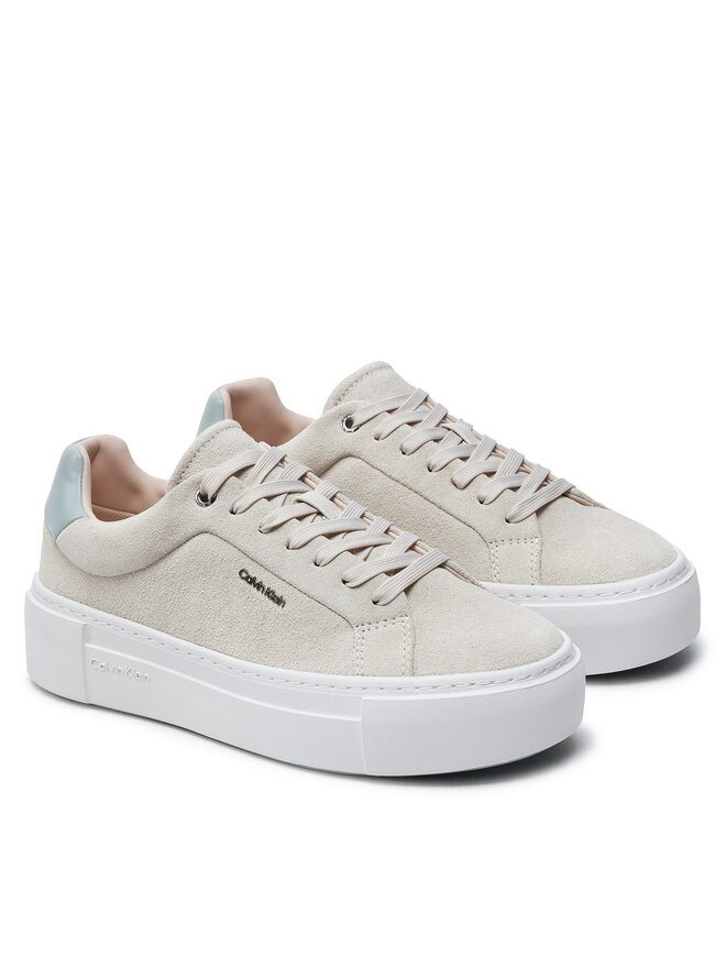 Calvin Klein Sneakersy Calvin Klein Flatform Cup Lace Up W/Ml HW0HW02282 Beżowy