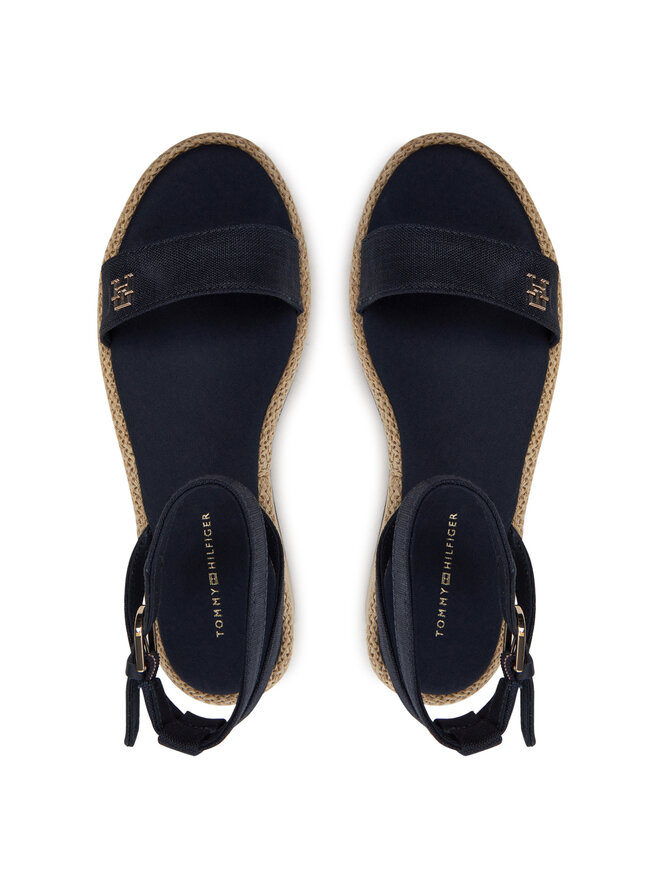 Tommy Hilfiger Sandalen Tommy Hilfiger Linen Flatform FW0FW07748 Dunkelblau
