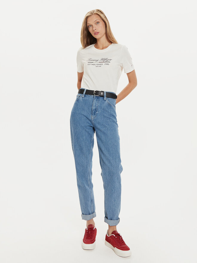 Tommy Hilfiger Tommy Hilfiger T-Shirt Script Graphic WW0WW43502 Εκρού Regular Fit