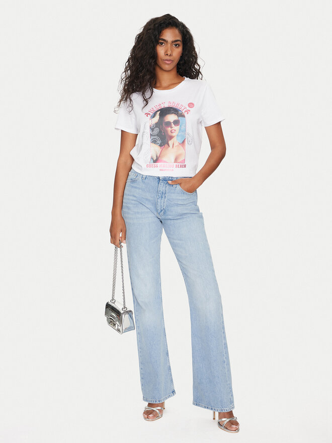 Guess Guess Camiseta Ss Malibu Girl Easy W4GI54 K9RM1 Blanco Regular Fit