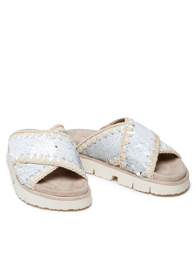 Mou Şlapi Mou Criss Cross Bio Bio Sandal Plain SW461000G Alb