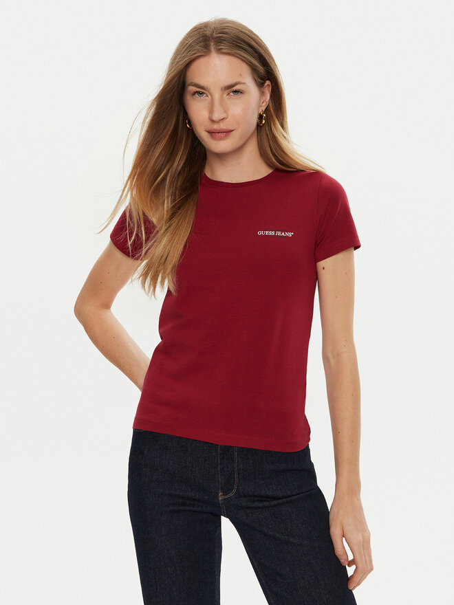 Guess Jeans Guess Jeans Marškinėliai W4YI02 J1314 Raudona Slim Fit