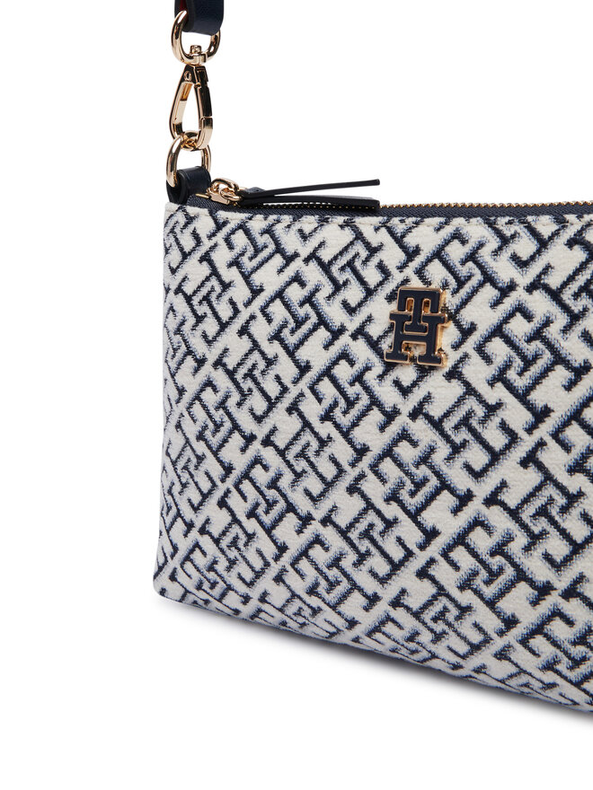 Tommy Hilfiger Handtasche Tommy Hilfiger Th Jacquard Mini Shoulder Bag AW0AW19006 Blau