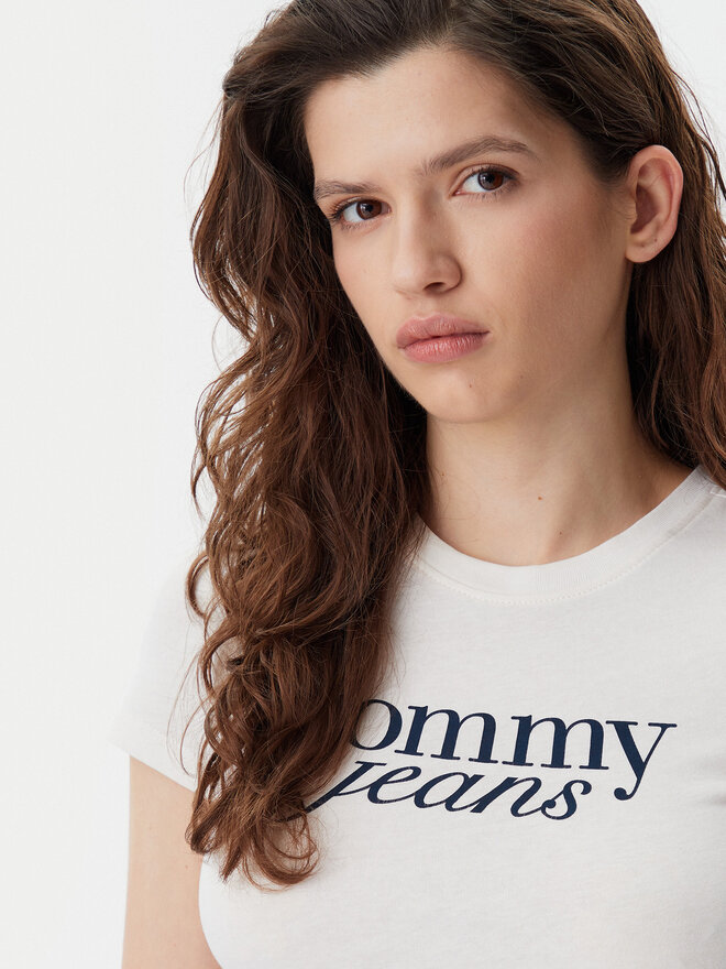 Tommy Jeans Tommy Jeans Camiseta Essential DW0DW19447 Écru Slim Fit