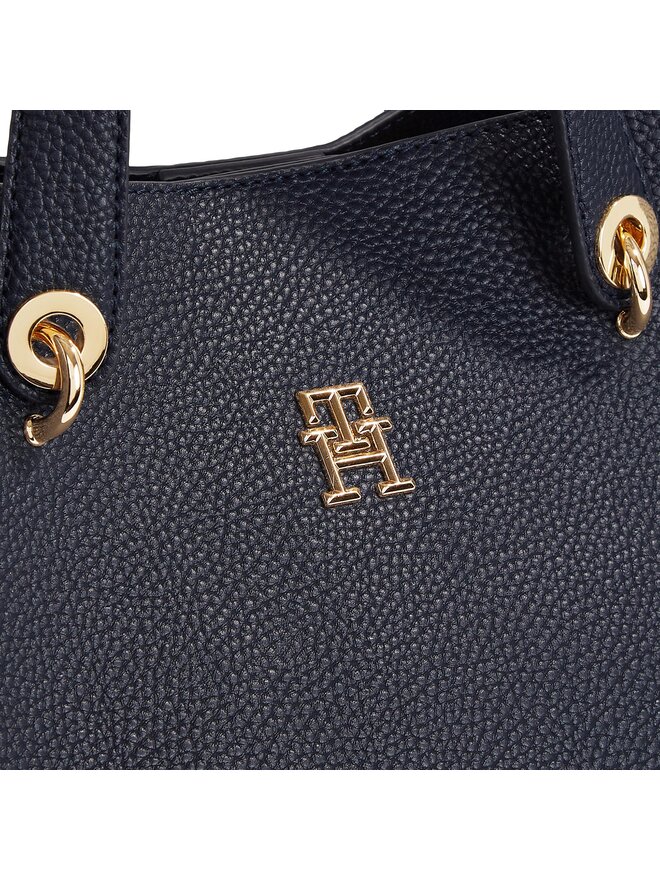 Tommy Hilfiger Дамска чанта Tommy Hilfiger Th Emblem Satchel AW0AW15177 Тъмносин