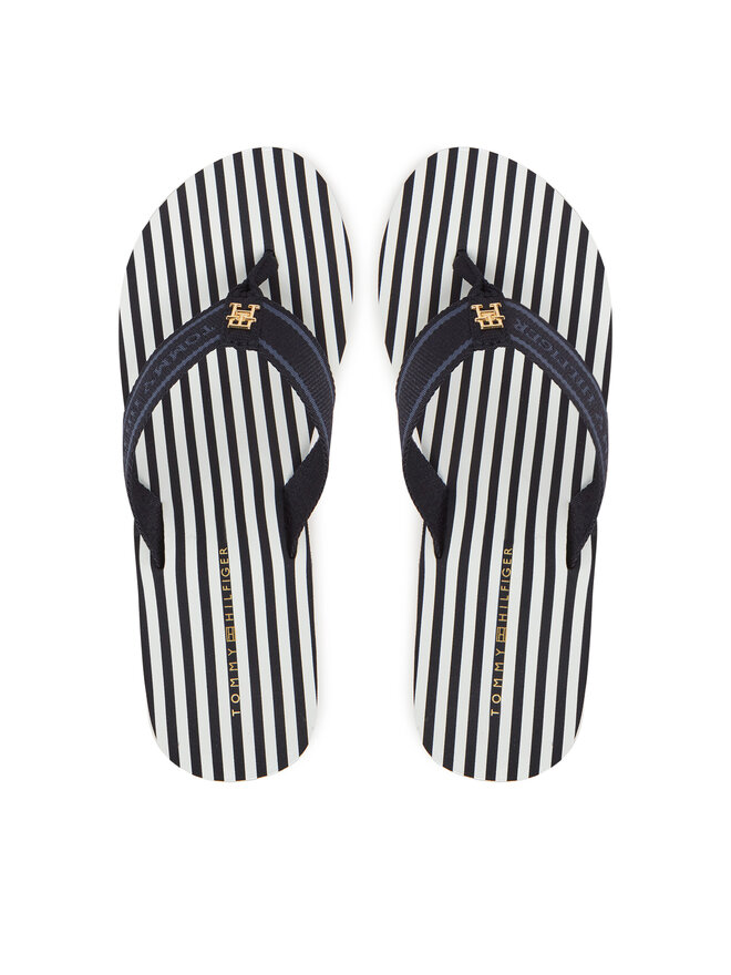 Tommy Hilfiger Japonki Tommy Hilfiger Th Stripes Wedge Beach Sandal FW0FW08521 Niebieski