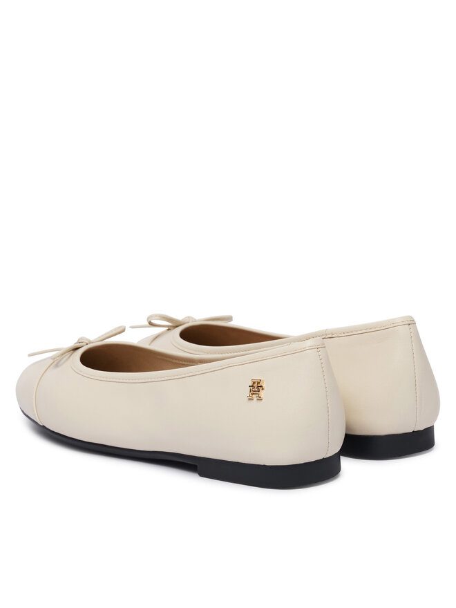 Tommy Hilfiger Ballerinas Tommy Hilfiger Hilfiger Smooth Lthr Ballet FW0FW09241 Écru