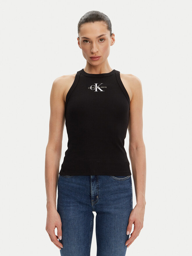 Calvin Klein Jeans Calvin Klein Jeans Τοπ Monologo J20J225301 Μαύρο Slim Fit