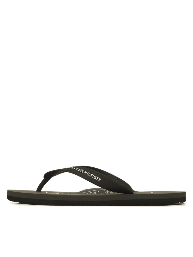 Tommy Hilfiger Zehentrenner Tommy Hilfiger Rubber Hilfiger Beach Sandal FM0FM04468 Schwarz