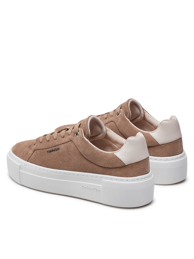 Calvin Klein Sneakersy Calvin Klein Flatform Cup Lace Up W/Ml HW0HW02282 Brązowy