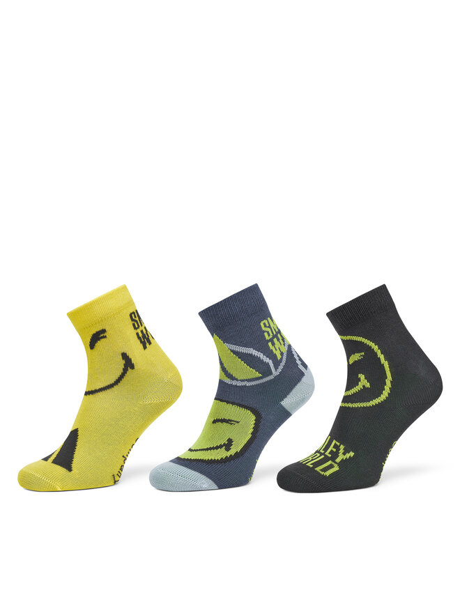 adidas Zestaw 3 par wysokich skarpet dziecięcych adidas Smiley World JG5804 Kolorowy
