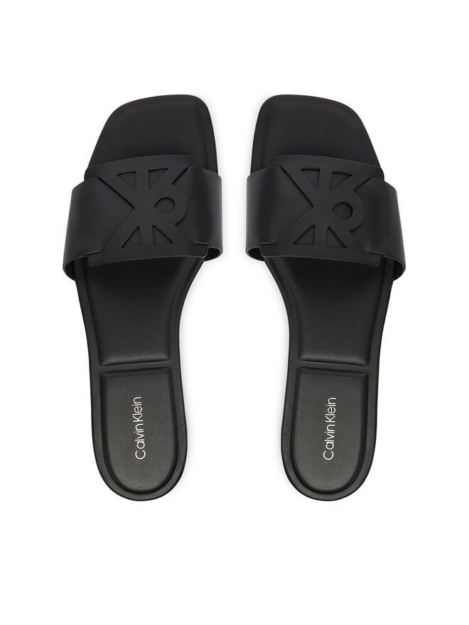 Calvin Klein Pantoletten Calvin Klein Square Flat Sandal Emblem HW0HW03128 Schwarz
