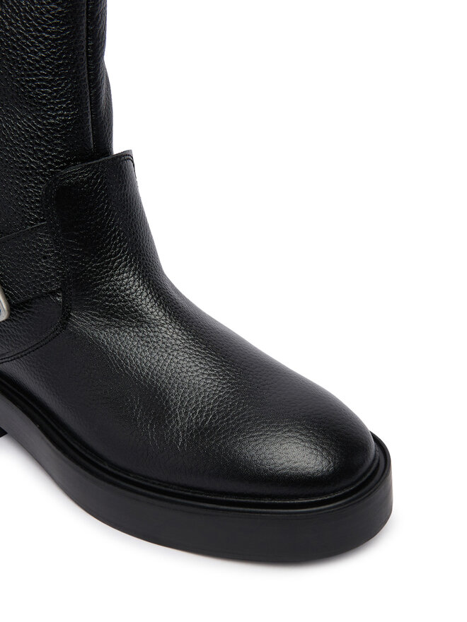 Calvin Klein Stiefeletten Calvin Klein Conc Welt Mid Biker Boot Lth HW0HW03212 Schwarz