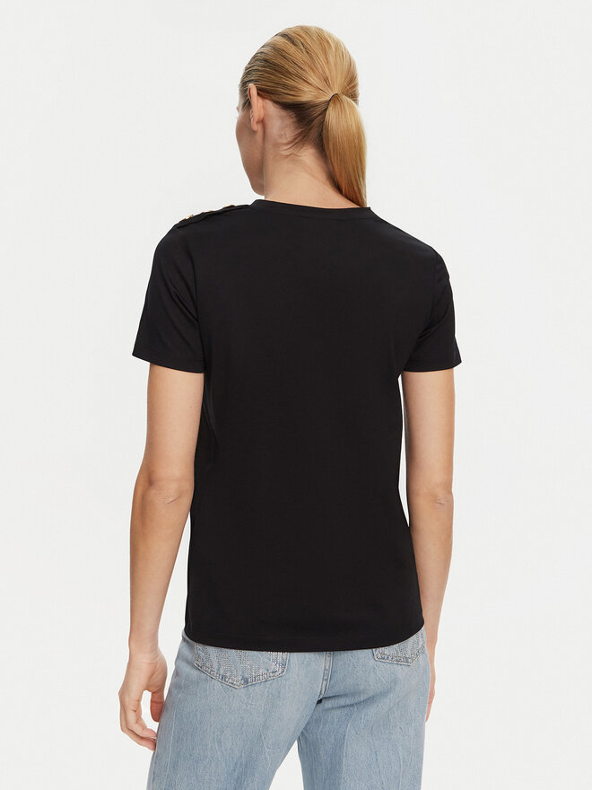 Balmain Balmain Marškinėliai BF1EF005BB02 Juoda Regular Fit