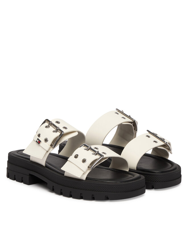 Tommy Jeans Pantoletten Tommy Jeans Tjw Buckle Straps Sandal EN02966 Creme