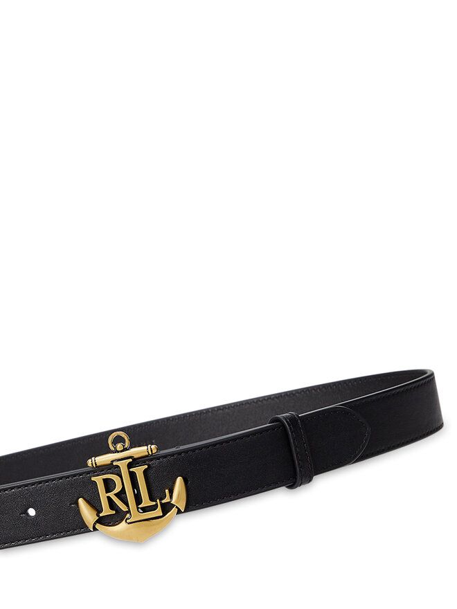 LAUREN RALPH LAUREN Női öv LAUREN RALPH LAUREN Anchor-Logo Skinny Leather Belt 412957004001 Fekete
