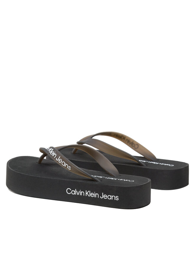 Calvin Klein Jeans Čības uz pirksta Calvin Klein Jeans Beach Sandal Flatform Logo YW0YW01092 Melns