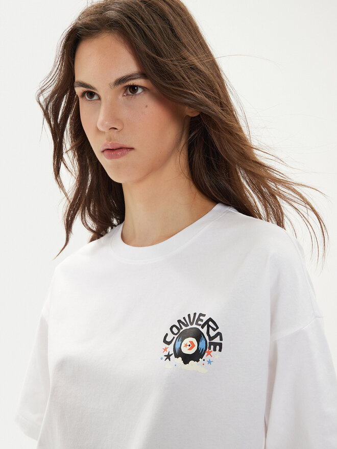 Converse Converse Marškinėliai W Festival Music Girl Tee 10026373-A03 Balta Regular Fit