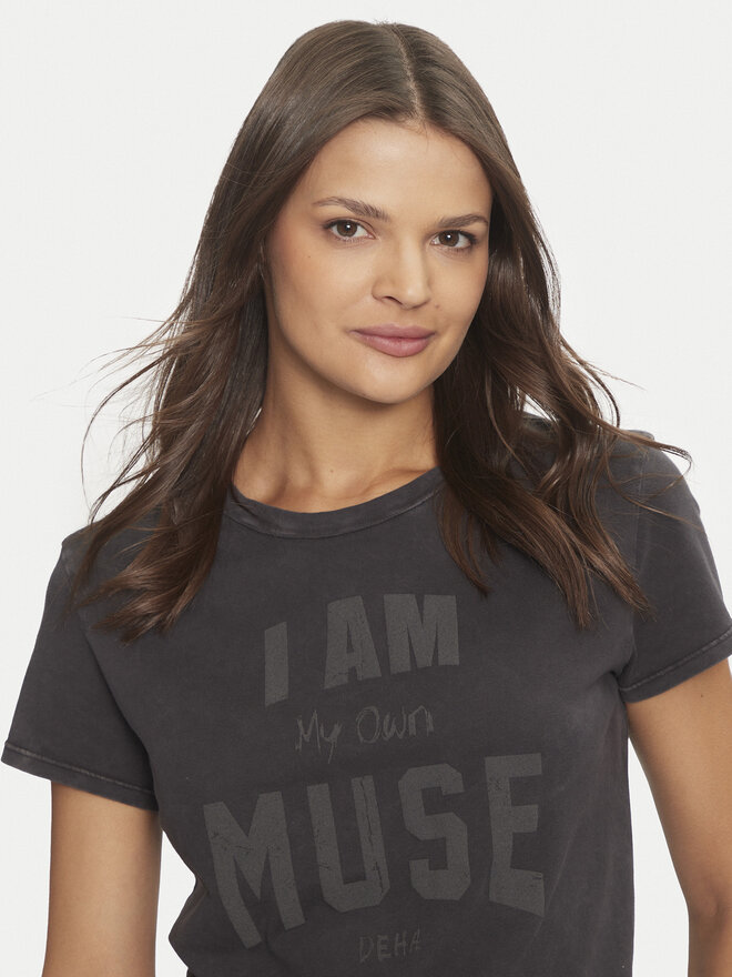 Deha Deha T-Shirt C12151 Μαύρο Regular Fit