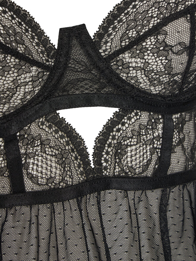Hunkemöller Hunkemöller Hálóing Babydoll Isabelle 205820 Fekete