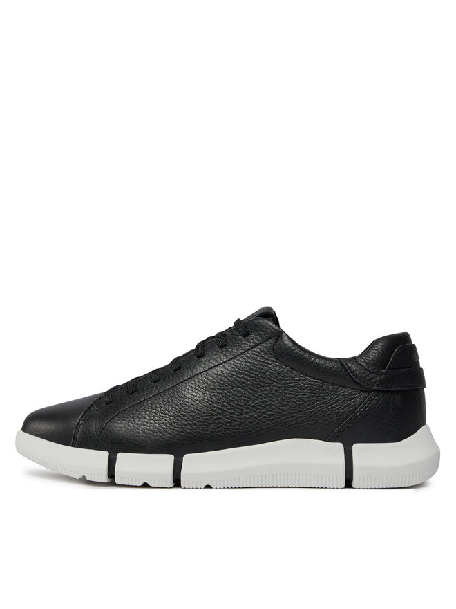 Geox black leather trainers clearance