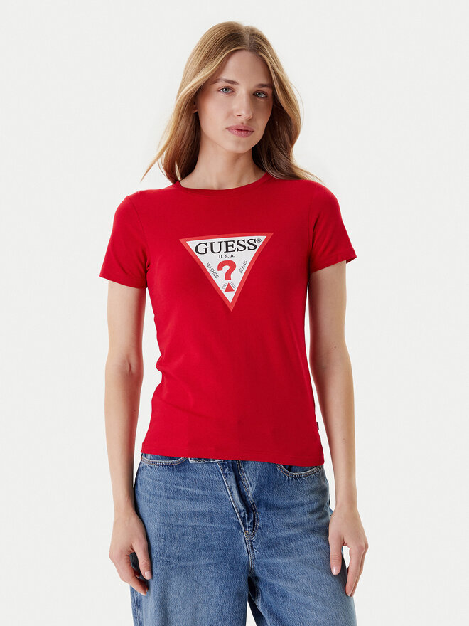 Guess Jeans Guess Jeans Majica W4YI04 J1314 Rdeča Slim Fit
