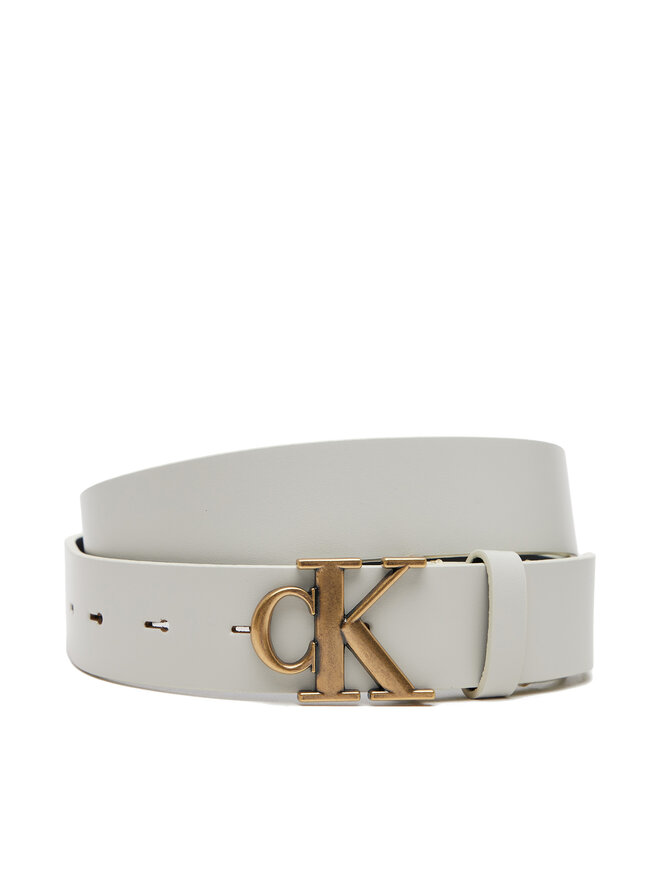 Calvin Klein Jeans Pasek Damski Calvin Klein Jeans Monogram Placque Buckle 30Mm LV04K7002G Biały