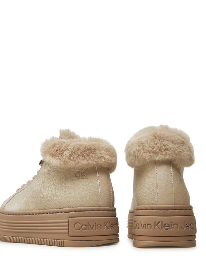 Calvin Klein Jeans Polokozačky Calvin Klein Jeans Bold Platf Low Laceup Mg YW0YW01590 Béžová