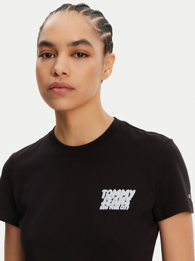 Tommy Jeans Tommy Jeans Marškinėliai Bubble DW0DW21338 Juoda Regular Fit