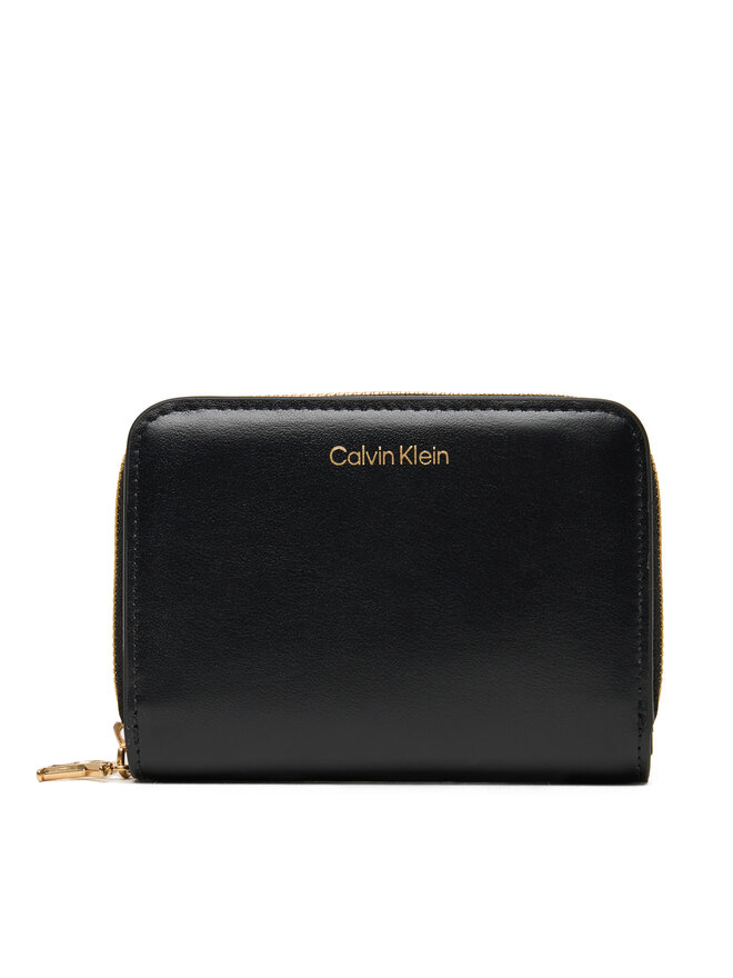 Calvin Klein Majhna ženska denarnica Calvin Klein Ck Medium Flap Zip Around LV04F1075G Črna