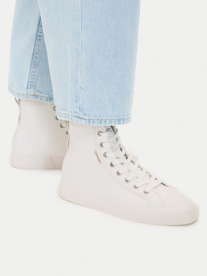 Calvin Klein Sneakers aus Stoff Calvin Klein Vulc Lace Up Hightop Lth HW0HW03076 Weiß