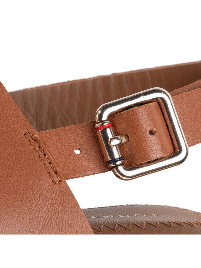 Tommy Hilfiger Сандали Tommy Hilfiger Corporate Leather Wadge Sandal FW0FW04734 Кафяв