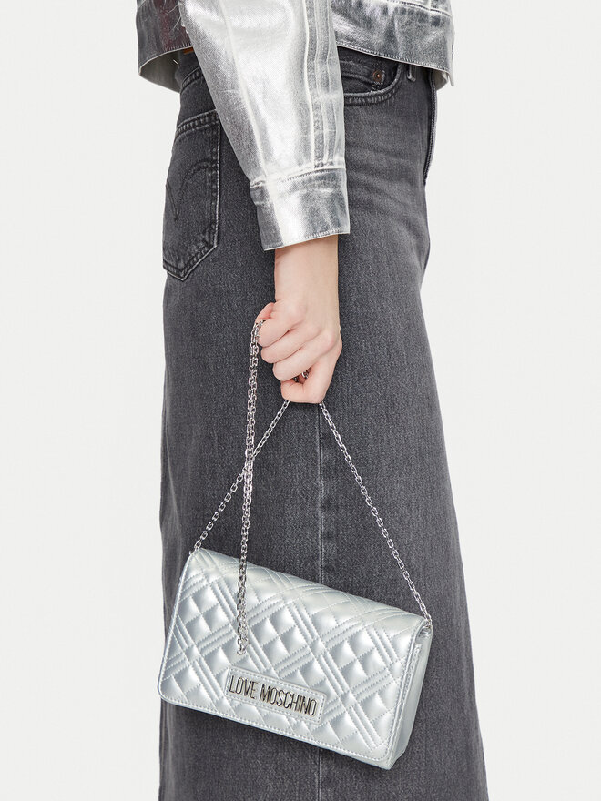 LOVE MOSCHINO Torebka LOVE MOSCHINO JC4079PP1MLA196B Srebrny