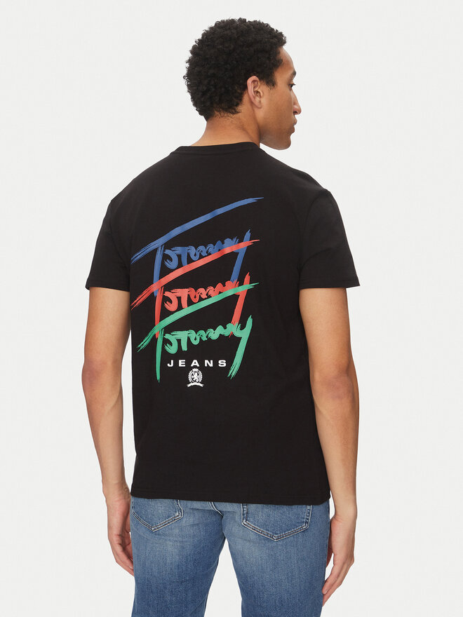 Tommy Jeans Tommy Jeans Marškinėliai Twisted Signature DM0DM20771 Juoda Regular Fit