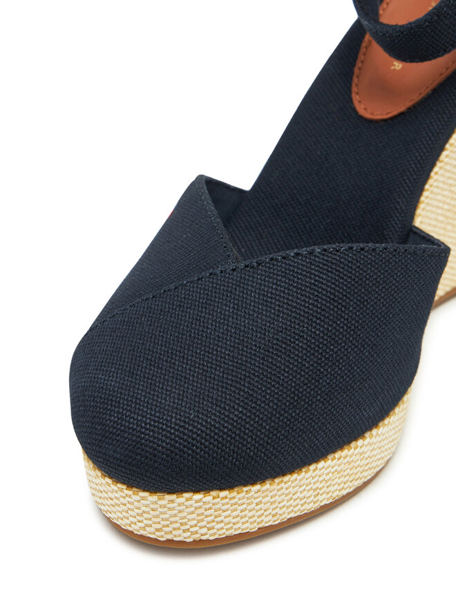 Tommy Hilfiger Pusbačiai Tommy Hilfiger Flag High Wedge Espad Closed Toe FW0FW08494 Tamsiai mėlyna