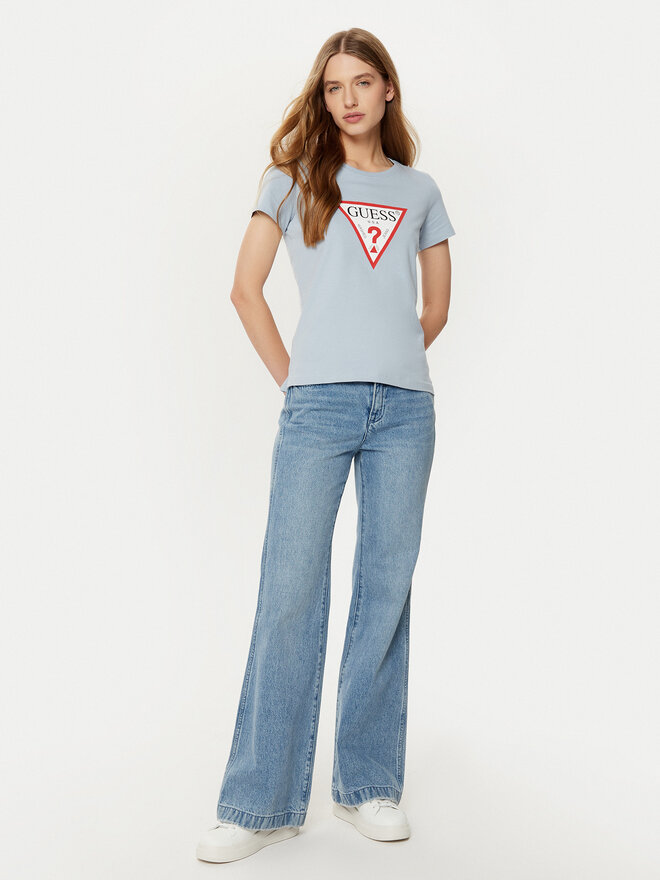 Guess Guess Marškinėliai W1YI1B I3Z14 Mėlyna Slim Fit