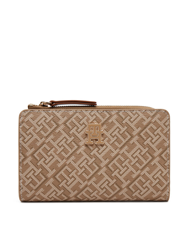 Tommy Hilfiger Velká dámská peněženka Tommy Hilfiger Th Monoplay Leather Med 7 Wallet AW0AW17417 Hnědá